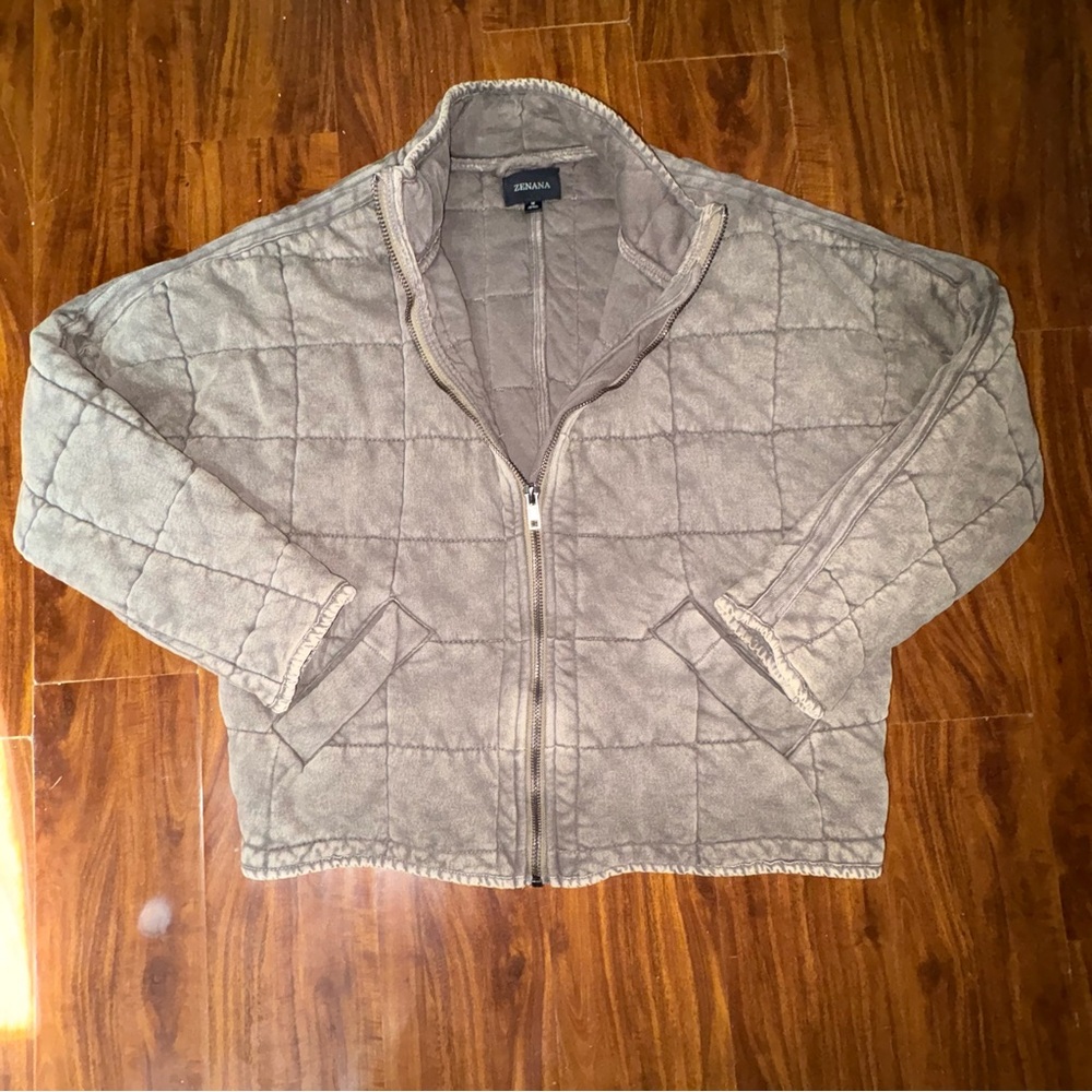 Zenana Outfitters Taupe Quilted Women's Puffer Jacket